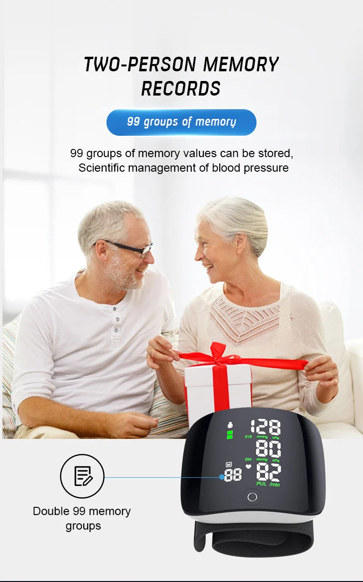 Rechargeable Smart LCD Voice Wrist Blood Pressure Monitor