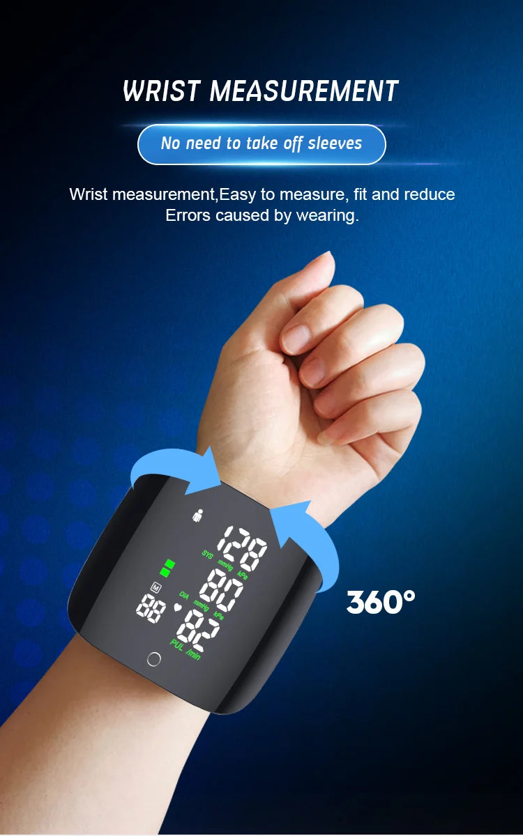 Rechargeable Smart LCD Voice Wrist Blood Pressure Monitor