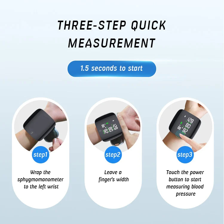 Rechargeable Smart LCD Voice Wrist Blood Pressure Monitor