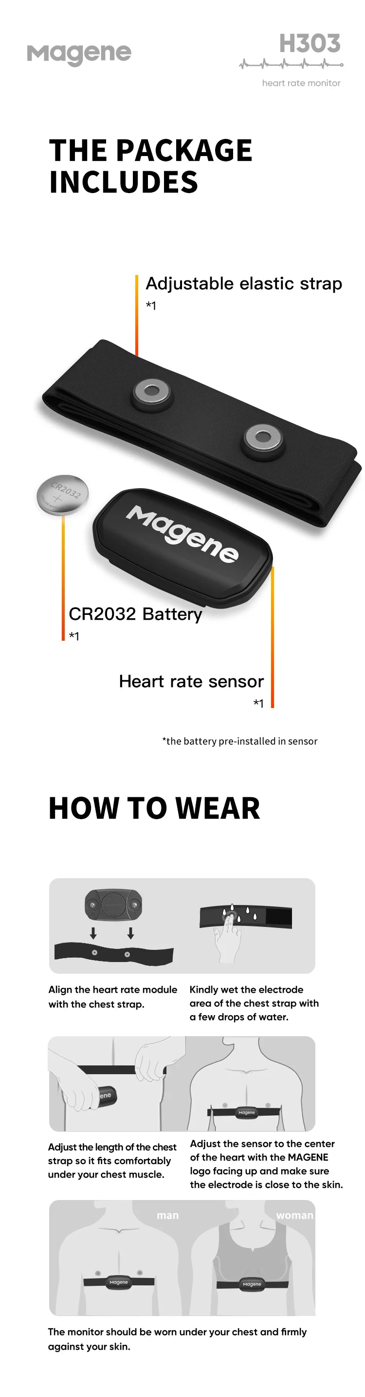 Magene H303 Dual Mode Heart Rate Monitor with Chest Strap
