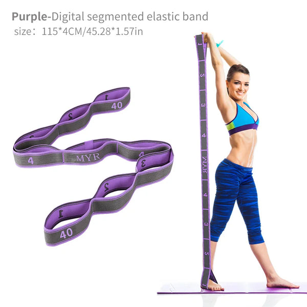 Elastic Yoga Stretching Strap with Loops for Flexibility Training