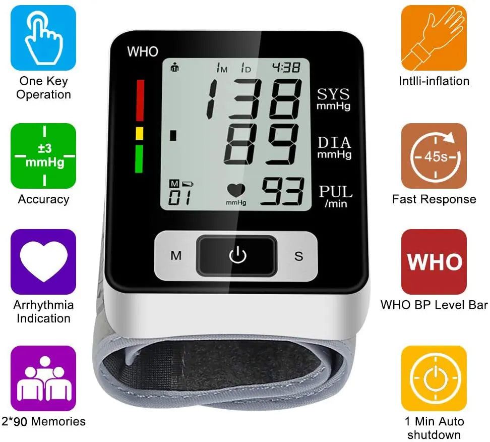 High Accuracy Digital Wrist Blood Pressure Monitor