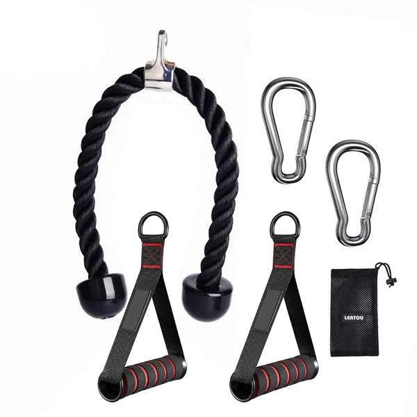 Triceps Pull Down Rope Cable Attachment for Gym Workouts