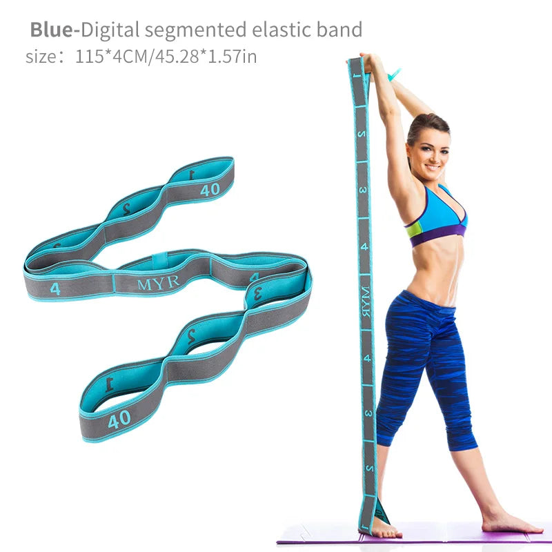 Elastic Yoga Stretching Strap with Loops for Flexibility Training