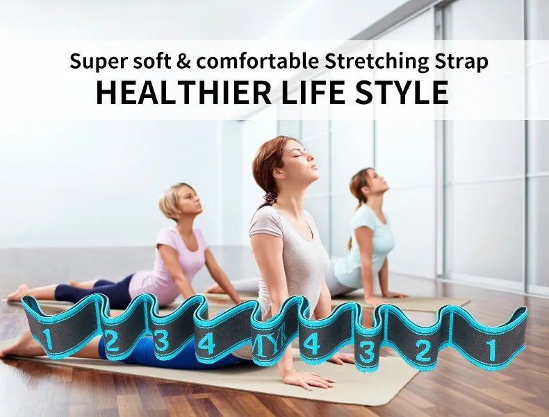 Elastic Yoga Stretching Strap with Loops for Flexibility Training