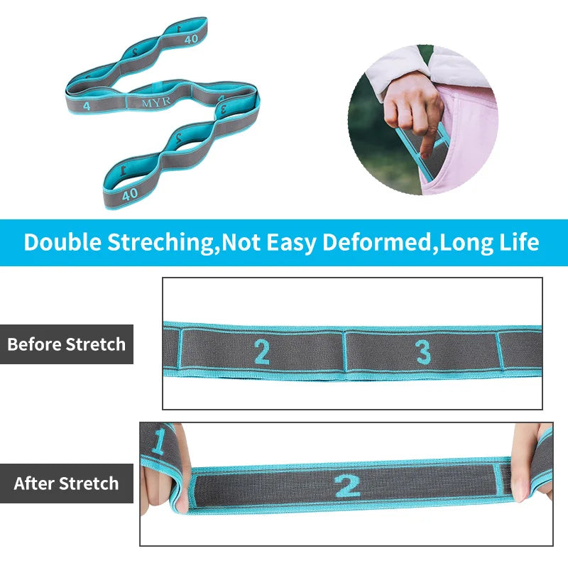 Elastic Yoga Stretching Strap with Loops for Flexibility Training