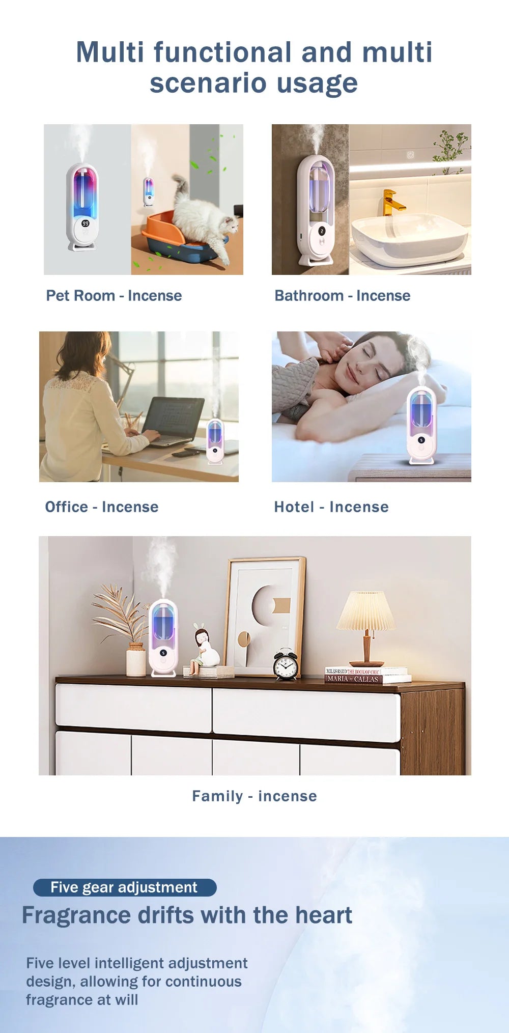 Rechargeable Portable Aroma Diffuser with Timed Spray Modes