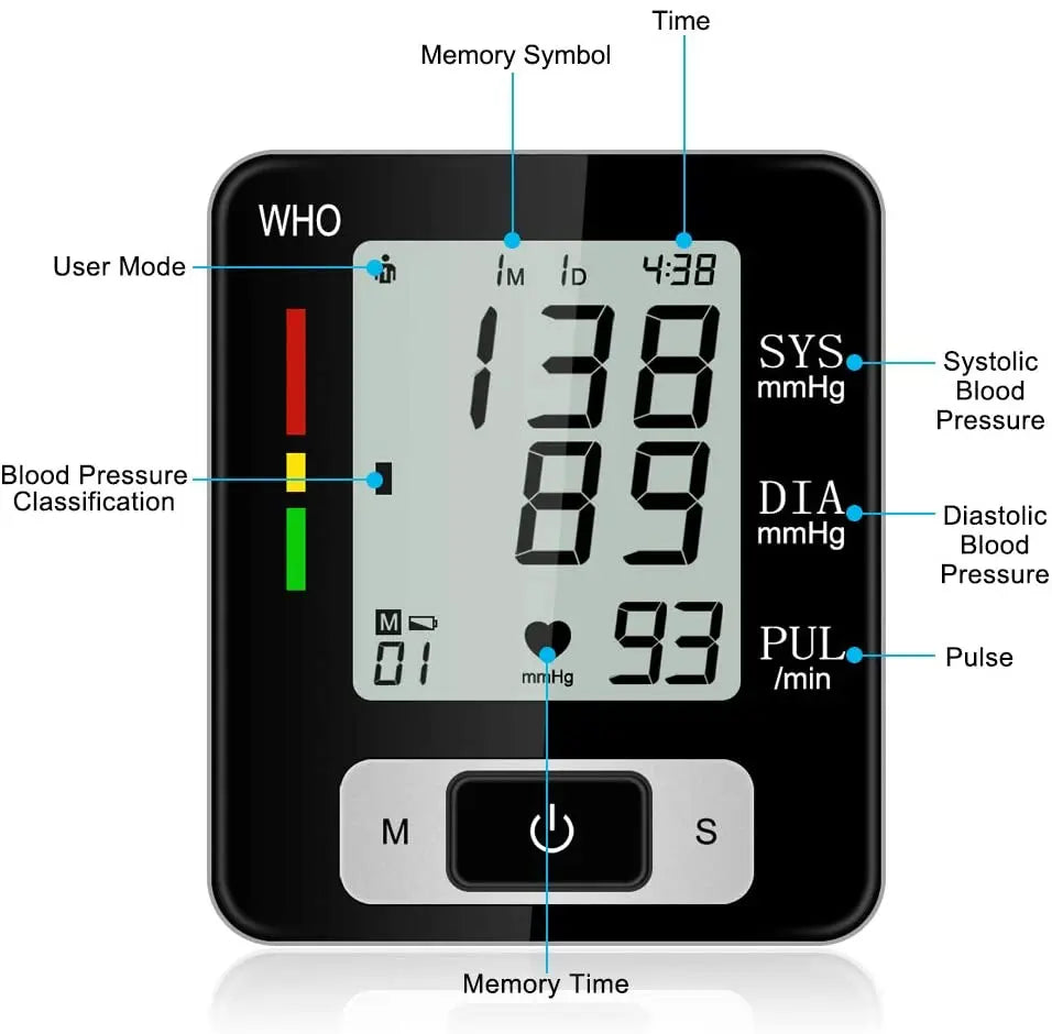 High Accuracy Digital Wrist Blood Pressure Monitor
