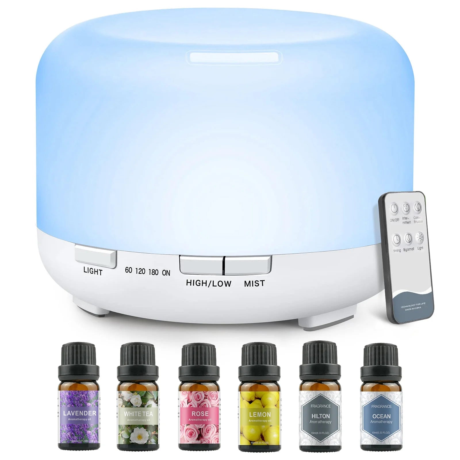 500ML Aromatherapy Diffuser with 6 Essential Oils Set