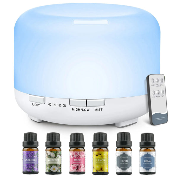 500ML Aromatherapy Diffuser with 6 Essential Oils Set