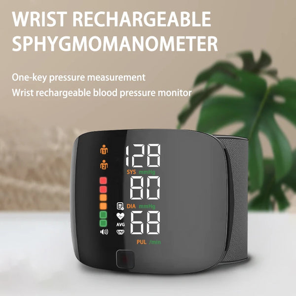 Rechargeable Smart LCD Voice Wrist Blood Pressure Monitor