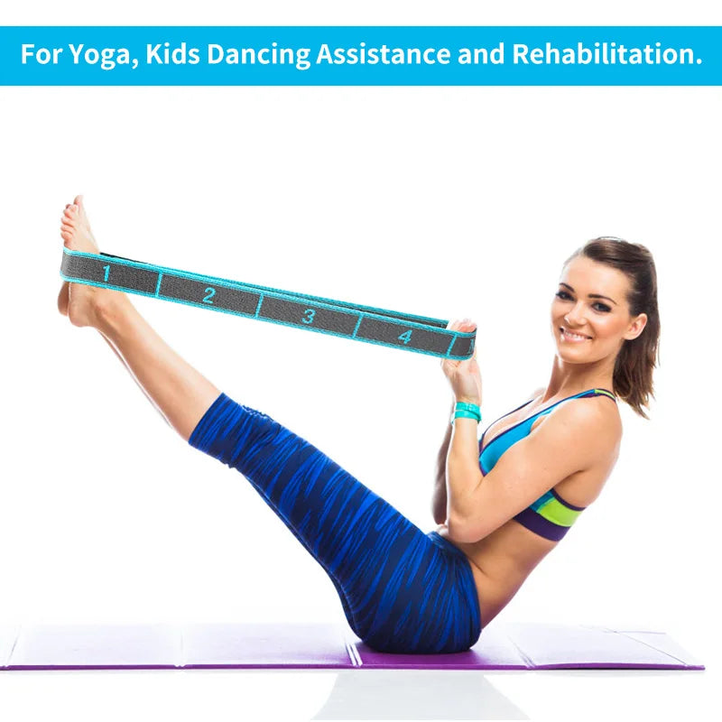 Elastic Yoga Stretching Strap with Loops for Flexibility Training