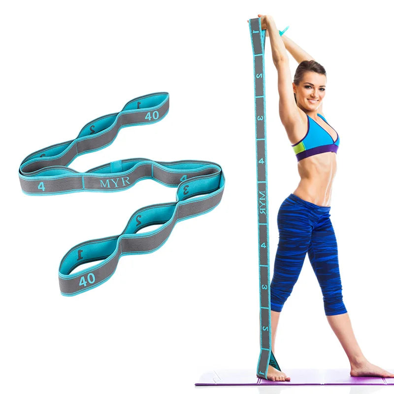 Elastic Yoga Stretching Strap with Loops for Flexibility Training