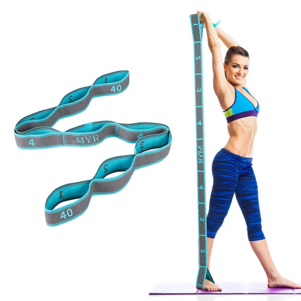 Elastic Yoga Stretching Strap with Loops for Flexibility Training