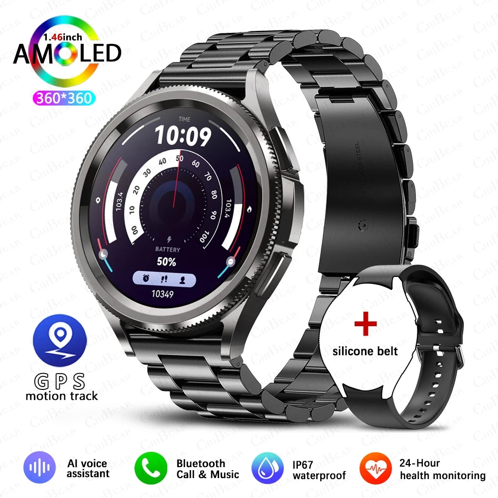 Watch 6 Classic 2025 Smart Watch Men Bluetooth Call GPS Fitness Tracker