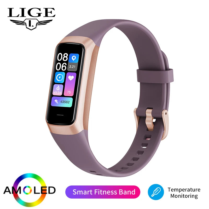 LIGE AMOLED Smart Watch Women Waterproof Fitness Tracker