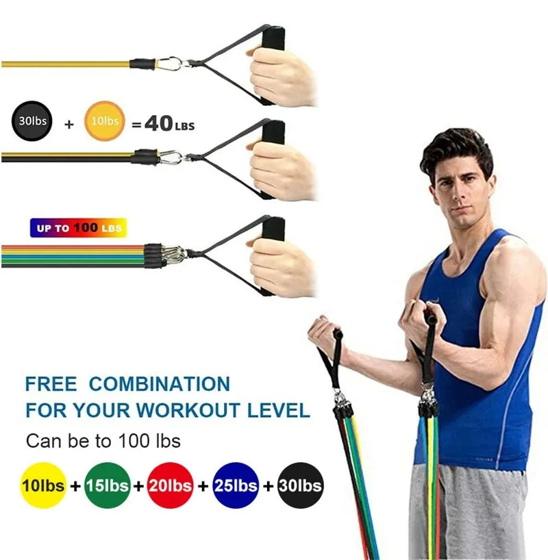11-Piece Resistance Band & Pull Rope Fitness Set