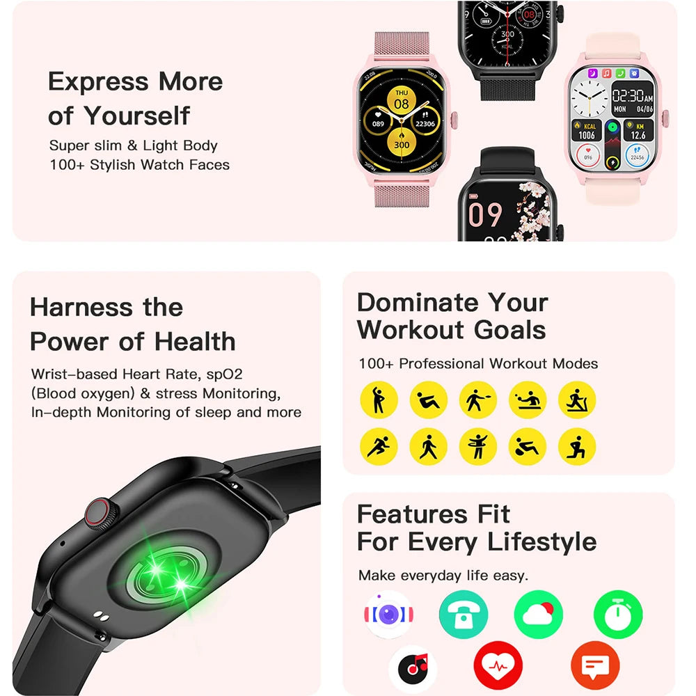 LEMFO LT10 Smart Watch 2024 Bluetooth Call Fitness Tracker Sports Watch