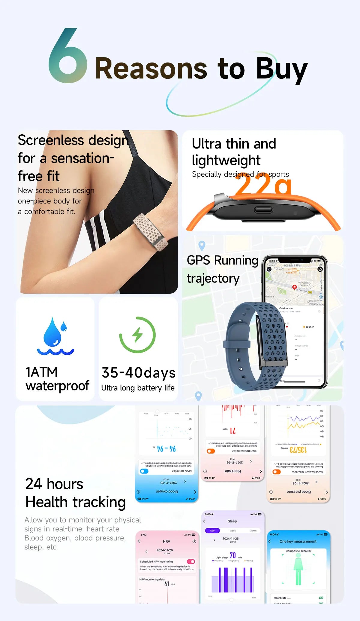 LIGE 2025 No Screen Smart Bracelet Heart Rate Blood Pressure Fitness Tracker