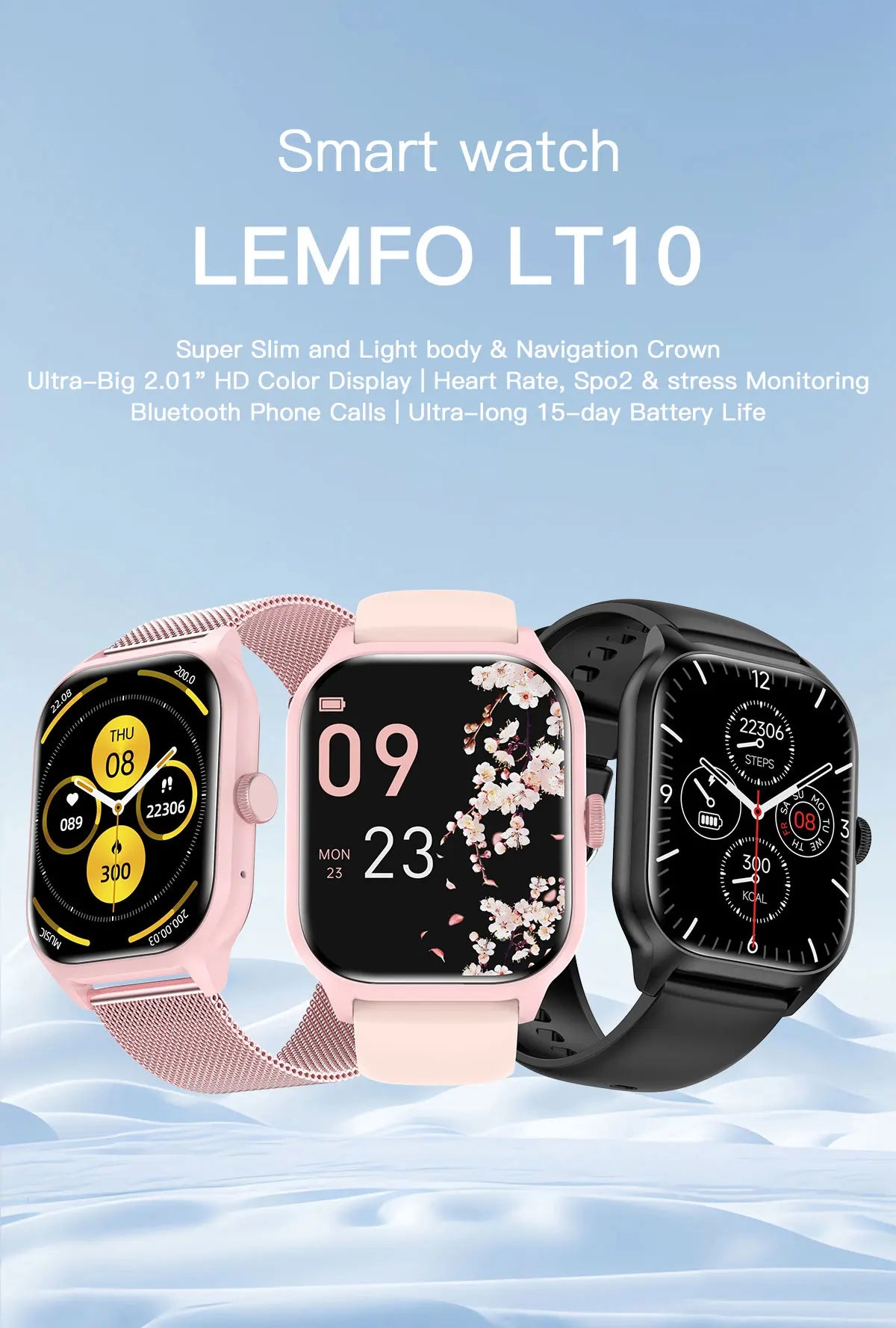 LEMFO LT10 Smart Watch 2024 Bluetooth Call Fitness Tracker Sports Watch