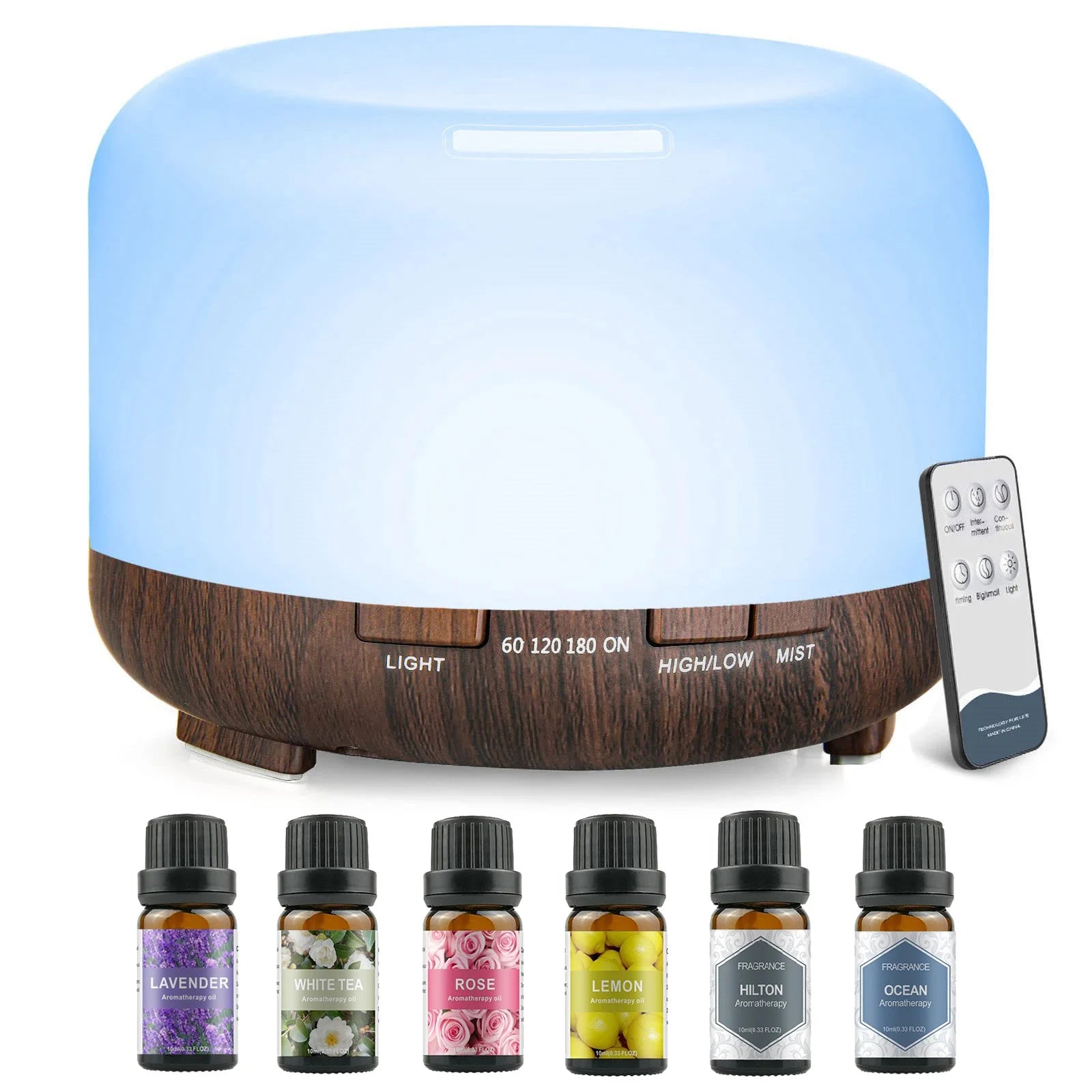 500ML Aromatherapy Diffuser with 6 Essential Oils Set