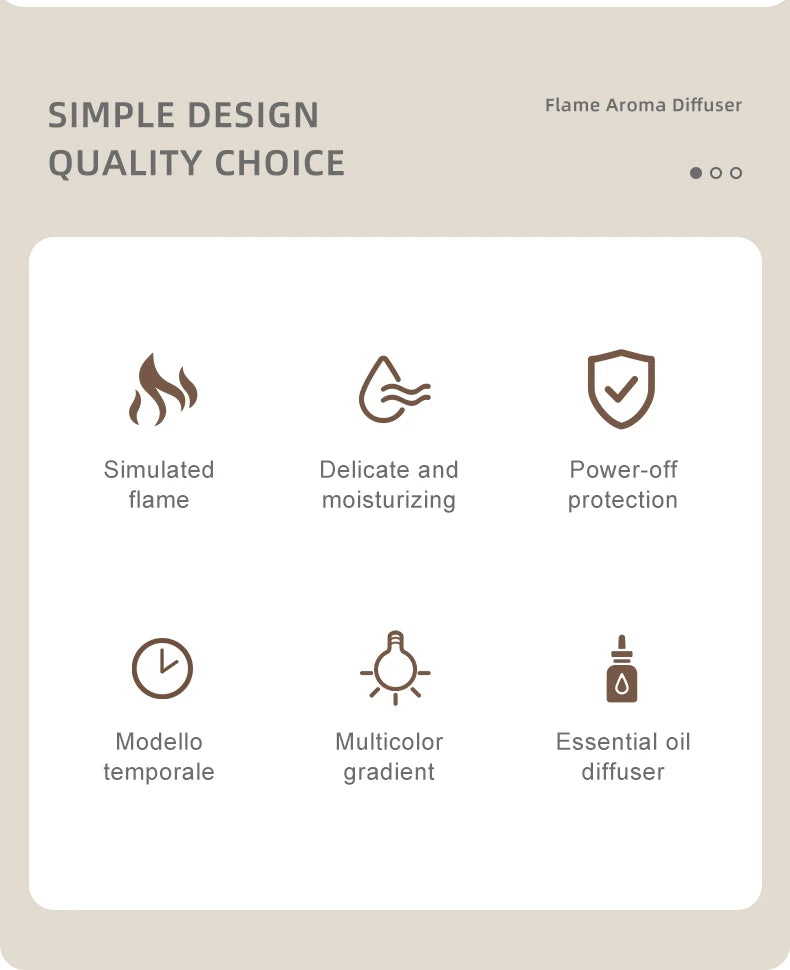 Mini Flame Aromatherapy Humidifier with LED Colorful Light