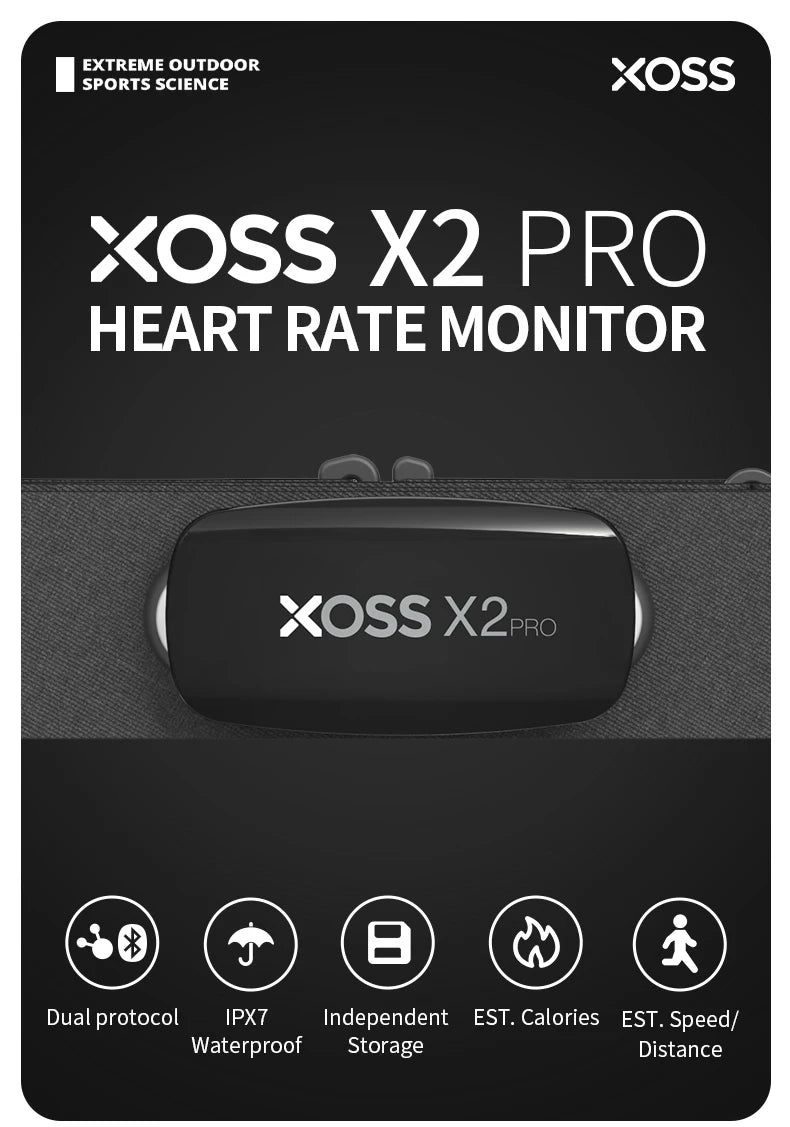 XOSS X2 Pro Rechargeable Heart Rate Monitor Sensor