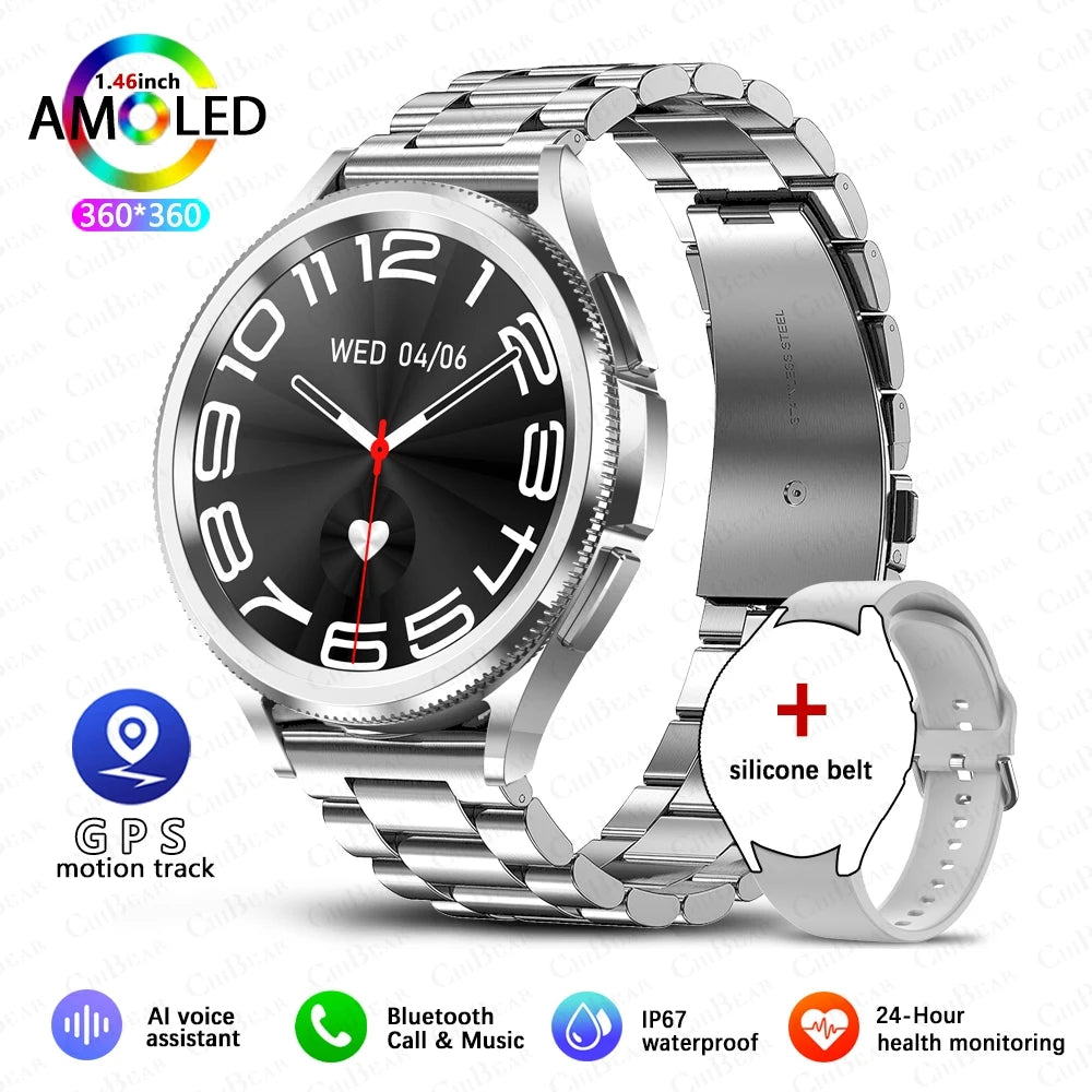 Watch 6 Classic 2025 Smart Watch Men Bluetooth Call GPS Fitness Tracker
