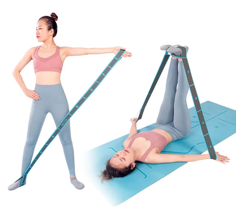 Elastic Yoga Stretching Strap with Loops for Flexibility Training