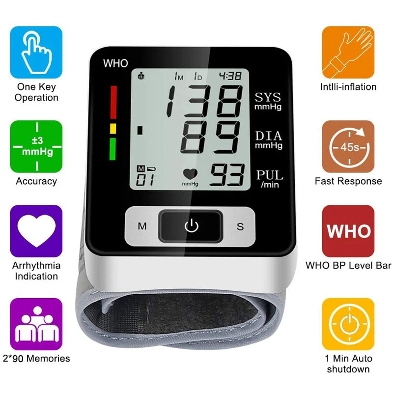 High Accuracy Digital Wrist Blood Pressure Monitor