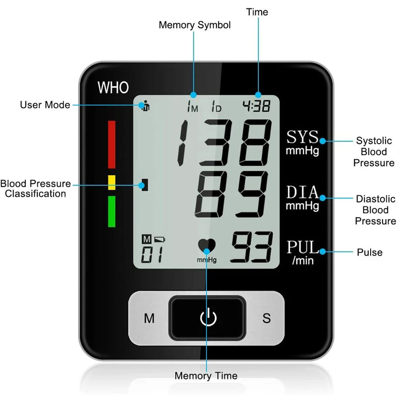 High Accuracy Digital Wrist Blood Pressure Monitor